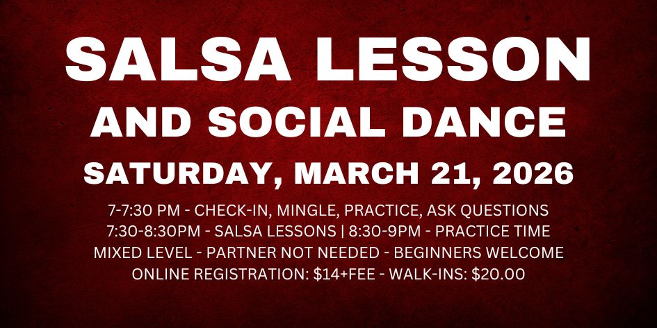 Salsa Lessons with Ava & Rodolfo - Saturday, March 21, 2026