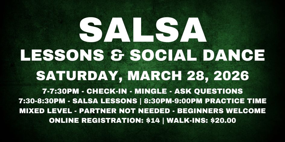 Salsa Lessons with Ava & Rodolfo - Saturday, March 28, 2026