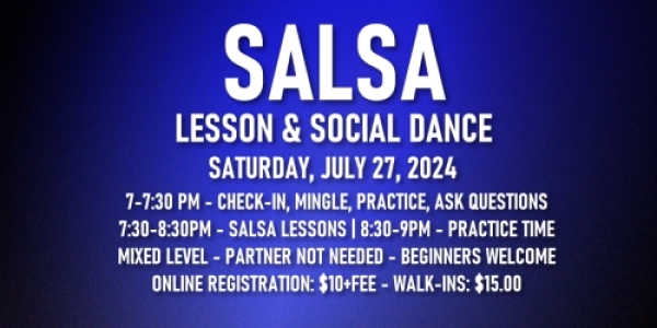 Salsa Lessons with Ava & Rodolfo - Saturday, July 27, 2024