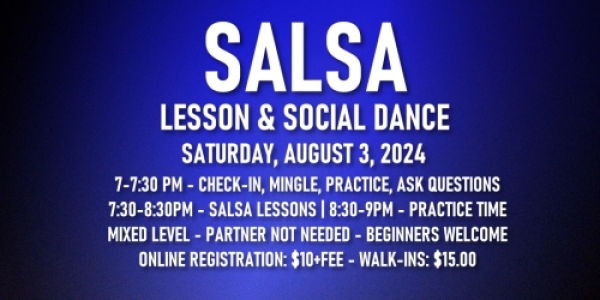 Salsa Lessons with Ava & Rodolfo - Saturday, July 27, 2024