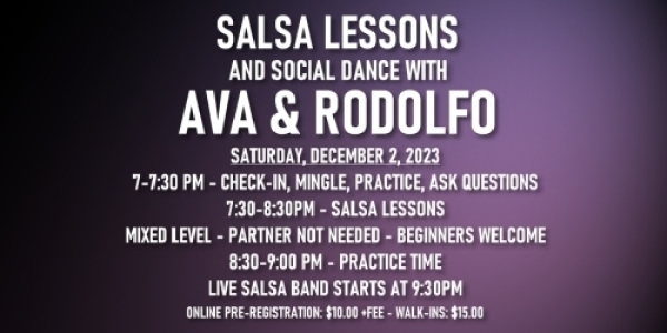 Salsa Lessons with Ava & Rodolfo - Saturday, December 2, 2023