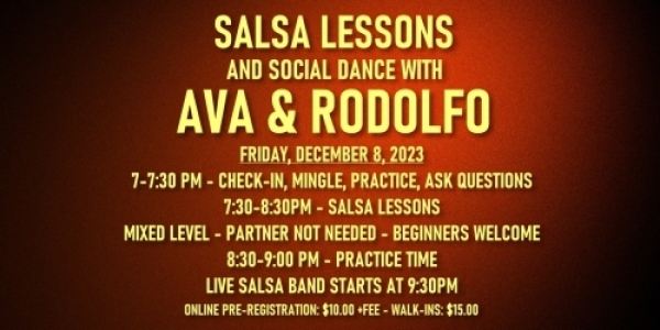 Salsa Lessons with Ava & Rodolfo - Friday, December 8, 2023
