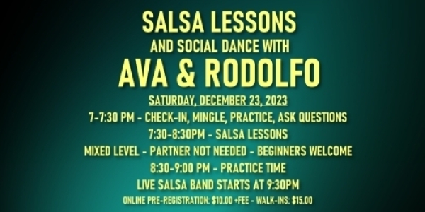 Salsa Lessons with Ava & Rodolfo - Saturday, December 23, 2023